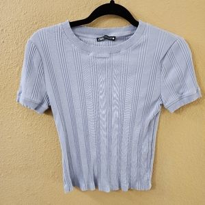 Zara Ribbed baby blue top